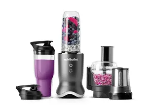 Nutribullet Ultra Plus Kitchen System, 32 oz. and 24 oz. Blending Cups, 2-Cup Food Processor, Single Speed, Gunmetal Grey Blender