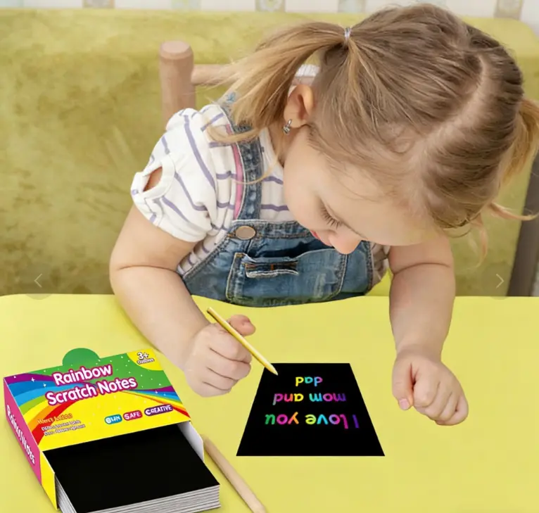 Rainbow Scratch Paper for Kids Classroom Art Stocking Stuffers Notes 100 | Crafts,Back to School Supplies for Girls Boys Teens 4-12 Year Old,Party Activities Favors Toys Games,Easter Basket Stuffers