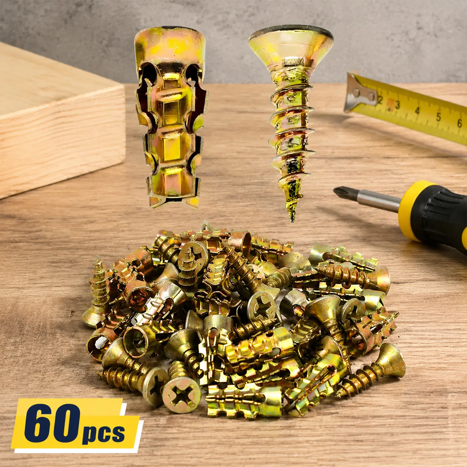 240-Count Heavy-Duty Metal Expansion Screw Anchors Kit with Screws, Suitable for Concrete Surfaces, Wooden Surfaces, Loose Hinge Hole Repair