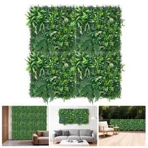 Lifelike Artificial Greenery Wall Panel – 4/8/12-Pack Floral Grass, Fern & Horseshoe Leaves, UV Resistant Faux Plant Mat for Home Décor, 50x50cm – Ideal for Indoor & Outdoor Use