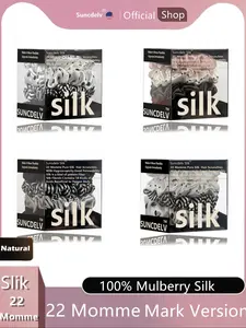 4PC 100% Striped Wave Point Silk Hair Scrunchies, Anti-Slip Hair Ties, Skinny Hairbands, Ponytail Holders, Hair Care Accessories