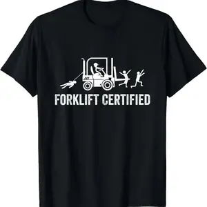 [100% Cotton] Forklift Certified Shirt, Funny Certified Forklift Operator T-Shirt Graphic tees  Golf Gift T-Shirt For Men and Women