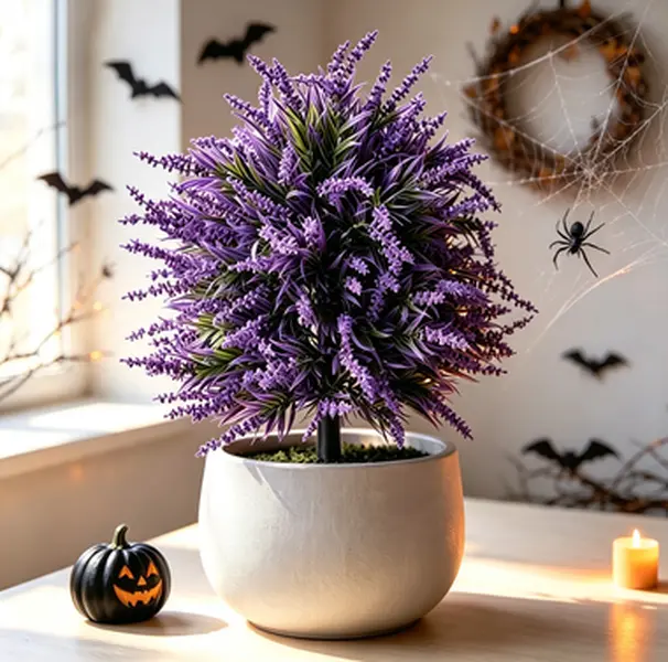 1pc simulated lavender ground ball-shaped artificial shrub with ground spikes, UV-resistant fake evergreen tree, Lifelike Fake Plant, Fake Plant Decoration, suitable for indoor and outdoor decoration, as well as garden front porch decoration