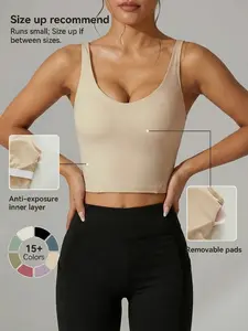 Women's Solid Color Sports Bra, Workout Bras, Casual Comfortable Breathable Crop Sports Top for Yoga Gym Workout Running, Ladies Sportswear for All Seasons