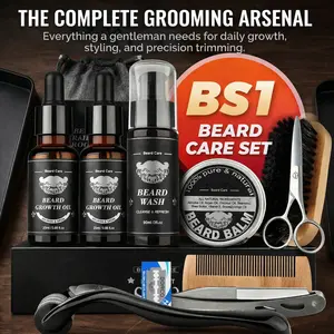 Beard Growth Kit for Men, Complete Beard Care & Grooming Kit with Oil, Balm & Comb, Beard Gift Set for A Fuller Look