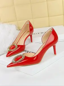 Women's Fashionable Rhinestone Decorated High Heel Shoes, Elegant Pointed Toe Slingback Pumps for Party, Daily Clothing Decor for Women & Girls, Footwear