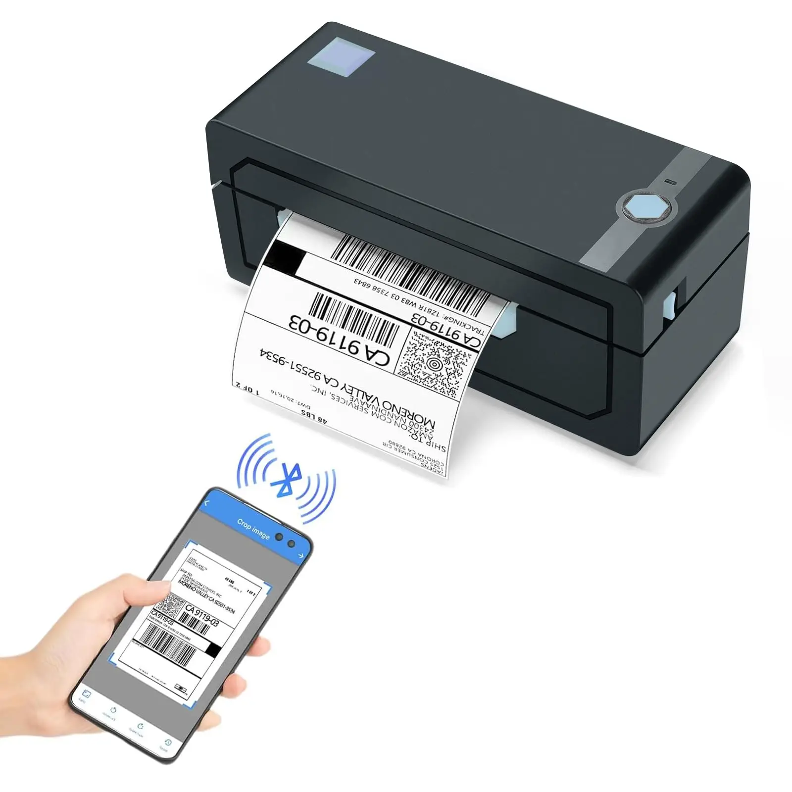 JADENS Label Printer 268BT -Bluetooth, US Type, Ink-Free, compatibility, Mobile/PC, 4x6''&More Size Labels,Father's Day Gift