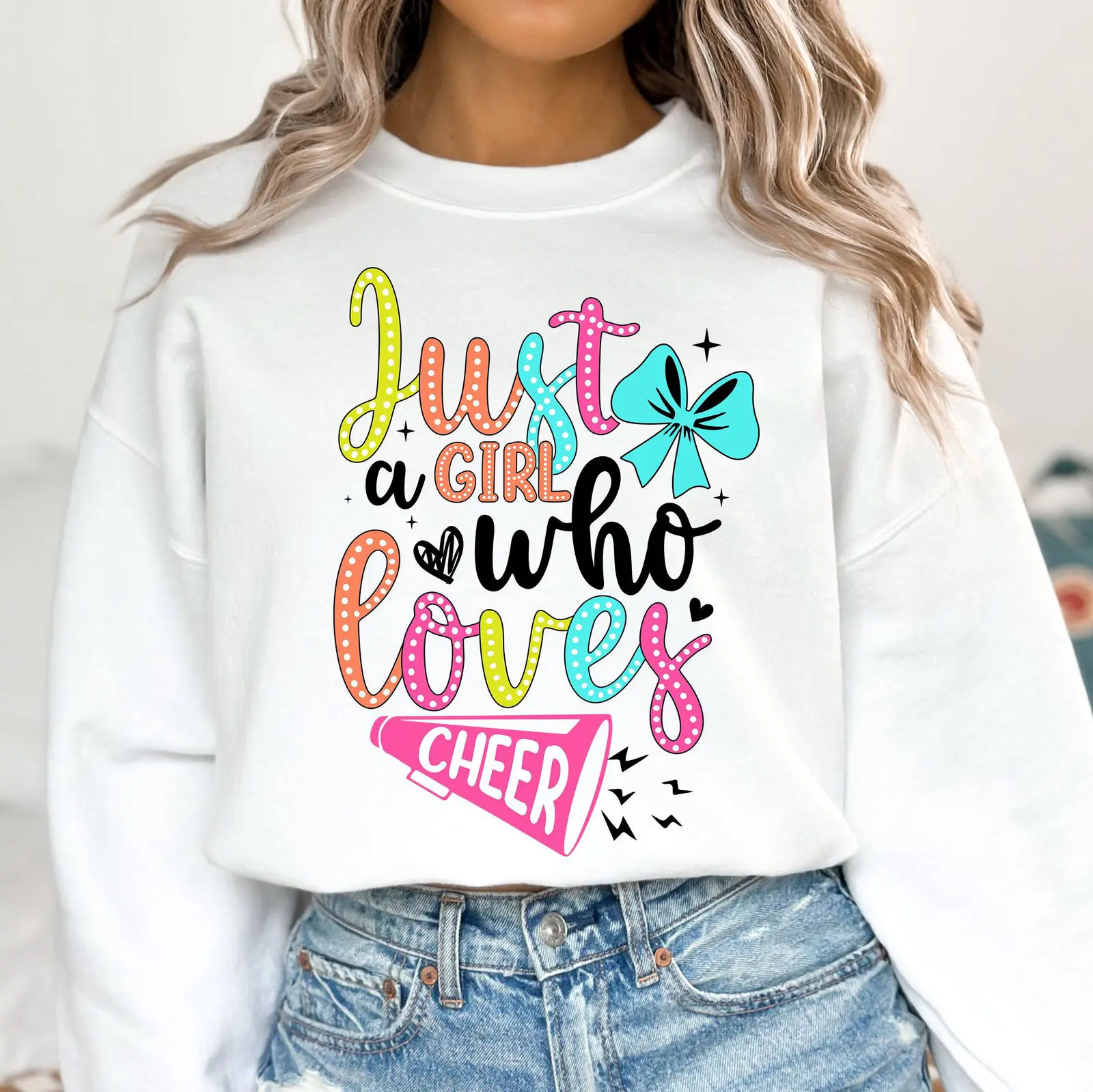 Just a Girl Who Loves Cheer Sweatshirt, Cheerleading Sweatshirt, Cheer Mama, Cheer Mom, Cheer Design Sweatshirt, Cheerleader Png