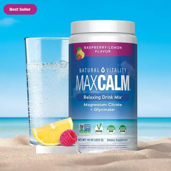 MaxCalm Relaxing Drink Mix - Anti Stress Drink Mix - With Ionic Magnesium Citrate + Glycinate - Raspberry Lemon Flavor - 113 Servings - 16 oz (453 g)