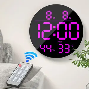 10 “ Led Digital Wall Clock with Timer, Seconds, Temperature, Date, DST, Nightlight, RGB Color, Alarm Clock, 5-Level Display Brightness, Digital Clock Timer for Classroom, Bedroom, Garage, Gym Dimmer Modern