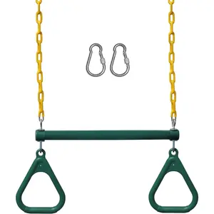 Swing Sets for Backyard, Monkey Bars & Swingset Accessories - Set Includes 18" Trapeze Swing Bar & 48" Heavy Duty Chain with Locking Carabiners - Outdoor Play Equipment (Green)