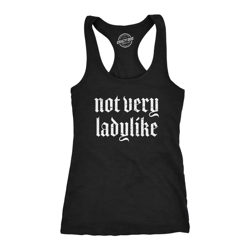 Womens Not Very Ladylike Fitness Tank Funny Strong Breaking Gender Norms Top for Ladies Funny Racerback Tanks Cute Slimming Tank Tops Novelty Tank Tops for Women Black -