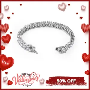 Delzzad Tennis Bracelet VVS D Color Synthetic Moissanite S925 Sterling Silver Tennis Chain Birthday Anniversary Mother's Day Gifts for Men Women With Giftbox Dainty Layered Anklet