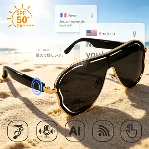 Smart Bluetooth Glasses, Wireless Smart Glasses, 100+ Languages AI Translation, Open-Ear Audio Multifunctional Smart Sunglasses, Touch Control, Hands-Free Calls, Voice Assistant, UV Protection for Driving Outdoor Business Travel Gift