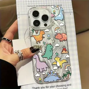 A Colorful Anime Dinosaur Trendy Pattern Shockproof Phone Case, Suitable for iPhone 17 Air/16 Plus/15 Pro Max/14 Pro/13/12/11/XS Max/X Phone Case, Ideal Gift for Family, Friends, Kids, Girlfriend, Best Choice for Holiday DKYS13