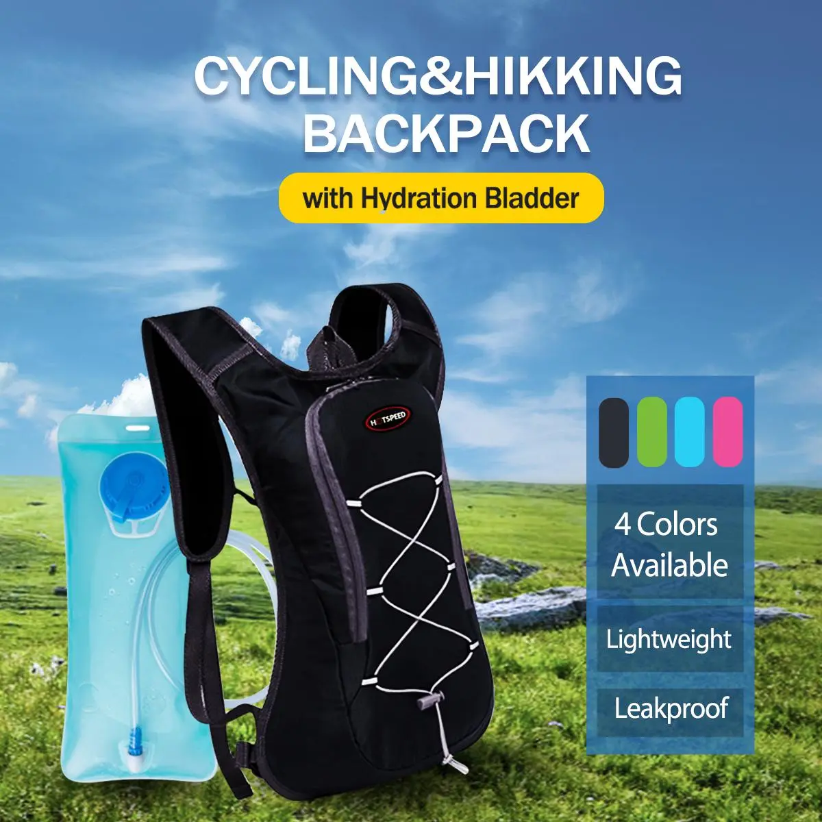 Outdoor Travel Backpack with 2L Hydration Bladder - Ultralight Cycling Backpack for Men & Women, Waterproof Hiking Running Backpack, Camping Sports Hydration Bag Set Adventures Accessible
