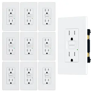 BRILLTECH 15Amp/125Volt GFCI Receptacle with Self Test and Tamper Resistant, LED Indicator, Decorator Wall Plate and Screws Included, White