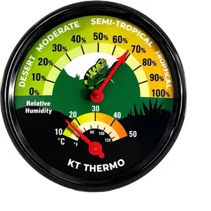 Reptile Thermometer & Hygrometer for Terrariums – Dual Analog Gauge, No Battery Required, Suction Cup & Adhesive Mount, Accurate Humidity & Temperature Monitor for Lizards, Snakes & Amphibians