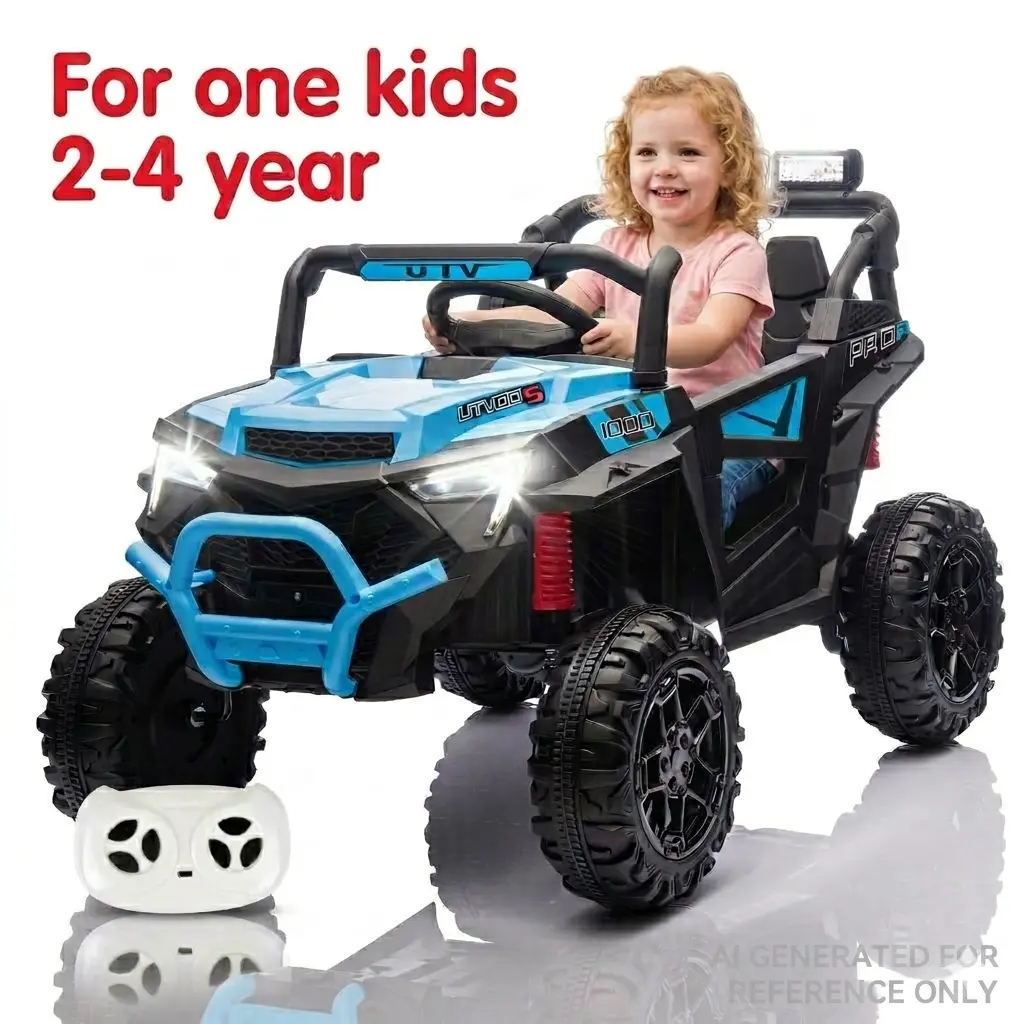 24V 400W Motor High Endurance Kids' Electric UTV Ride-On Car - Parental Remote Control, LED Headlights, Portable Handle, Advanced Center Panel with USB, MP3, Bluetooth Music, Power Display - 3-4 Years Olds Children's Day Gift, 66.14lbs