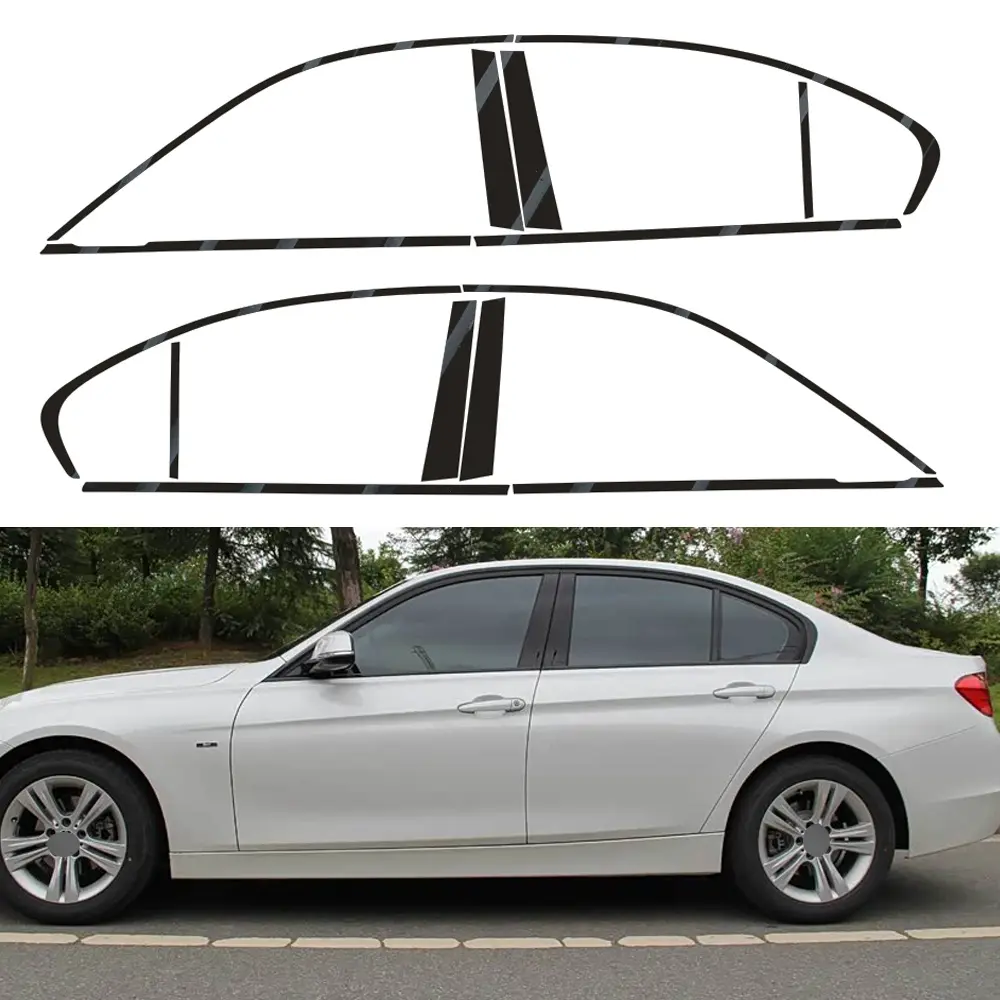 Glossy Black Chrome Delete Window Trim Stickers, 100% New Brand Good Quality, Fade-Resistant Easy Cleaning, Customize Other Style For BMW 3 Series F30 2013-2019 Car Exterior Accessories, Self-Adhesive, Strong Visual Impact