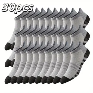 30/50 piece set of women's breathable cotton blend round neck socks - anti odor and sweat absorbing, solid color casual sports socks, suitable for basketball, sports, and fitness - comfortable to wear all year round for both men and women