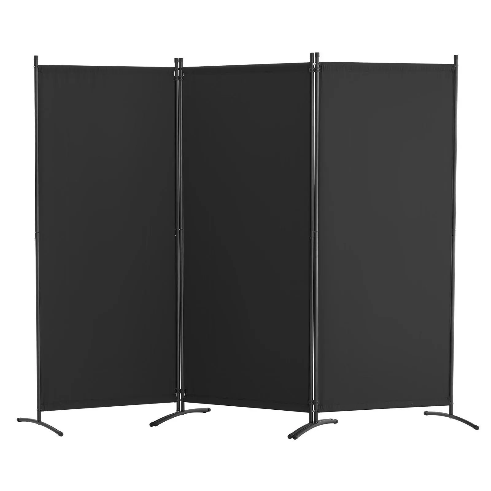 VEVOR Modern 3-Panel Folding Privacy Screen, 29.7x72.4x20.5 in Polyester Sunblock Waterproof Partition, Metal Bases, Adjustable Height, Snap Connectors, Freestanding, Folds to <1m², Blocks Sun, Privacy Protection for Office, Bedroom, Black#BacktoSchool,fa