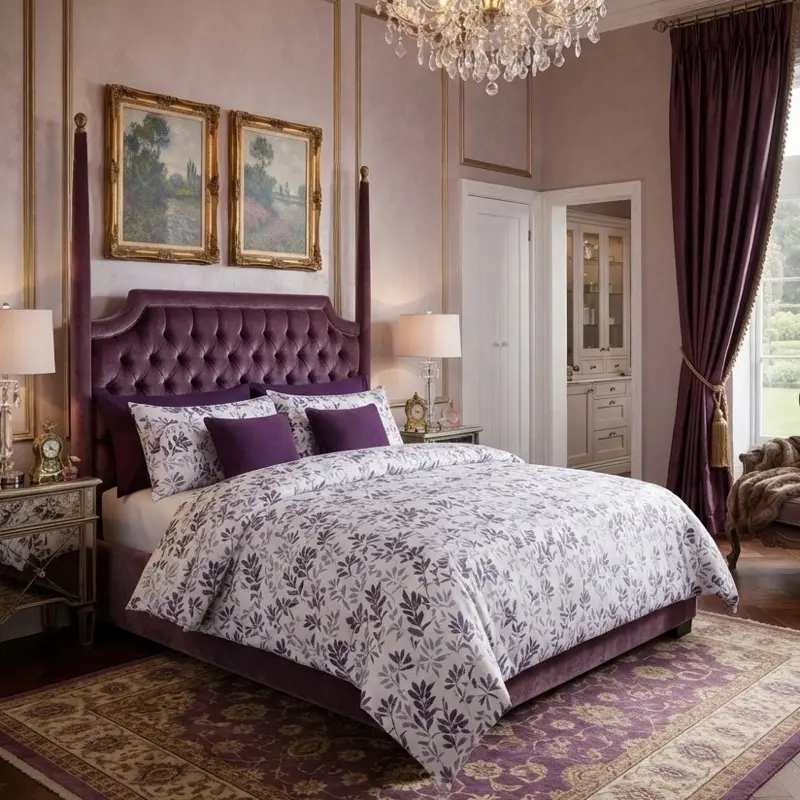 6 pieces set bedroom purple