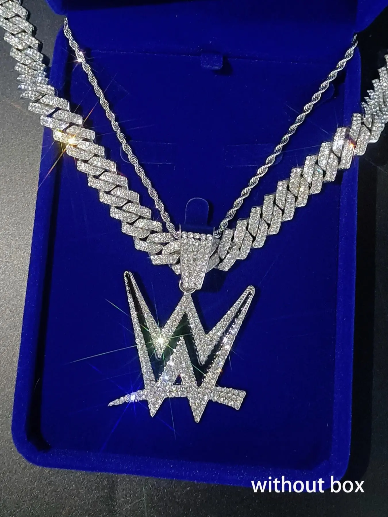 Wrestling Rhinestone Decorated Pendant Necklace, Punk Layered Necklace for Party, Daily Clothing Decor, Trendy All-match & Exquisite Jewelry for Birthday Gift, Elegant Rhinestone Necklace