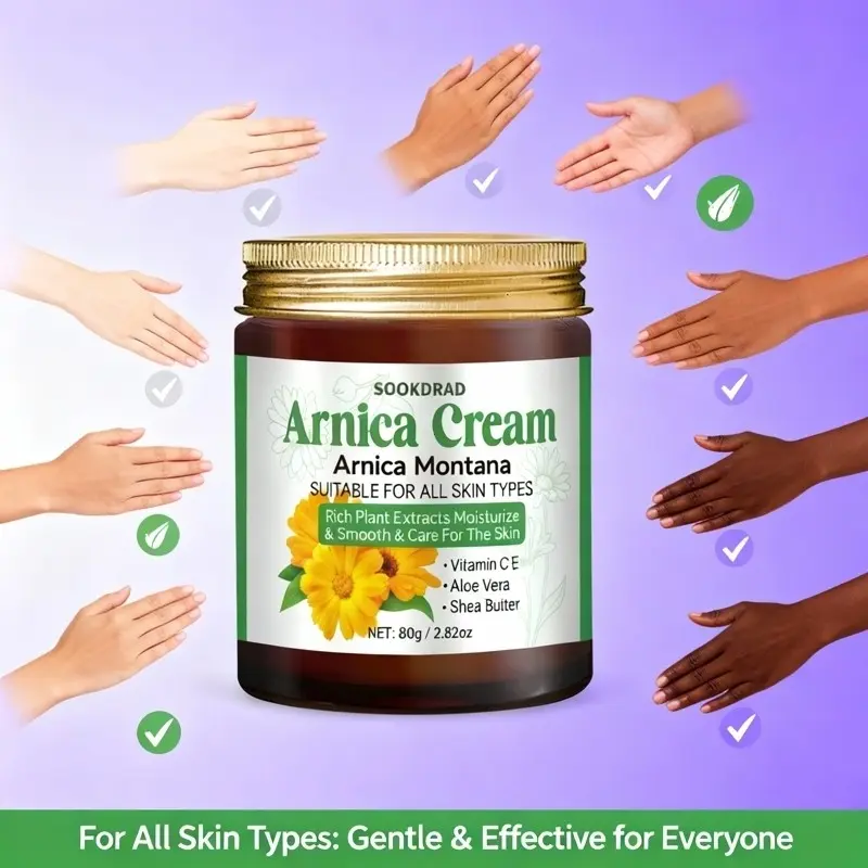 Arnica Cream with Arnica Flower Extract, Aloe Vera, Moisturizing, Gentle, Nourishing, Hand and Elbow Care, 80g/2.82oz, Suitable for All Skin Types