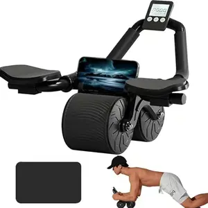 Abdominal Core Muscle Exercise Ab Roller Wheel with Timer - Automatic Rebound for Home Gym Kit and Gym Workout Improvemen