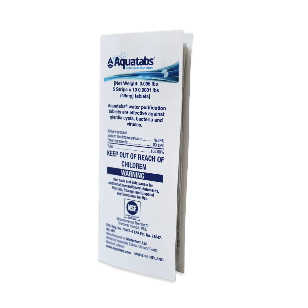 Aquatabs 49mg Water Purification Tablets (50 Pack).