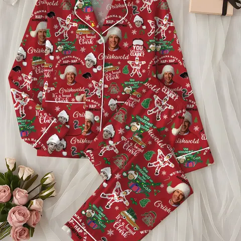 Clark Griswold Santa Pajamas Set, Griswold Thick Pajamas Satin Set, Griswold Holiday Pajamas, Christmas Tree Farm Pjs, Matching Family Pajamas