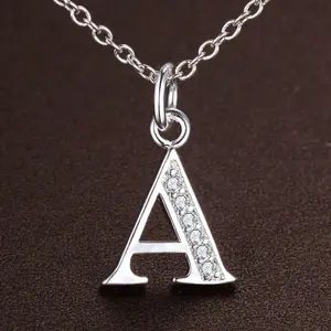 26 Letters 925 Sterling Silver Necklace Pendant Zircon For Women Exquisite Student Girlfriend Jewelry Accessories Wedding Gift