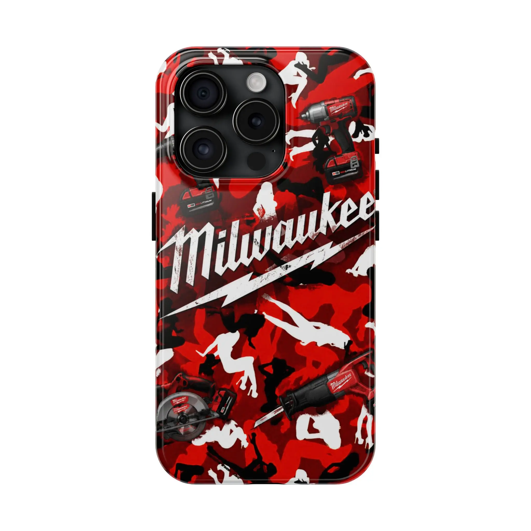 Milwaukee Camo Phone Case, Red Black Power Tools Design, M18 Inspired Tough Case, Blue Collar Worker Gift