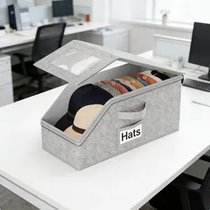 Tired of Messy Closets? Foldable Storage Bin for Hats, Gloves, Scarves & Tees | Sturdy, See-Through & Space-Saving | Ultimate Organizer for US Home & Office | Declutter in Seconds