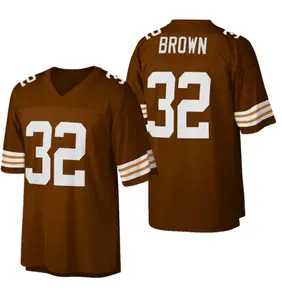 Classic Brown Retro Football Jersey Authentic Replica 1980s Vintage Style Heavyweight Mesh Fabric Stitched Tackle Twill Logos  Perfect for Collectors & Game Day |Limited Stock – Get Yours Now