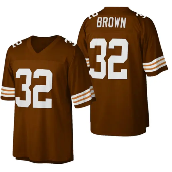 Classic Brown Retro Football Jersey Authentic Replica 1980s Vintage Style Heavyweight Mesh Fabric Stitched Tackle Twill Logos Perfect for Collectors & Game Day |Limited Stock – Get Yours Now