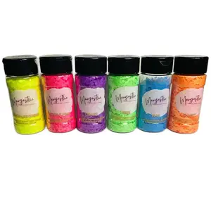 Neon Glitter Bundle - Set of 6 Bottles of Glitter - 2 Ounces Each - Includes Sunset, Elsa, Grape, Ferb, Poppin Pink and Lemon Lightning , Not Edible