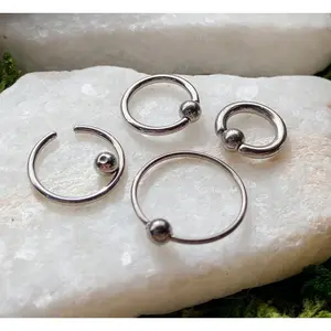 1pc Solid Grade 23 6ALV-ELI Titanium Captive Bead Ring CBR Septum Eyebrow Ears