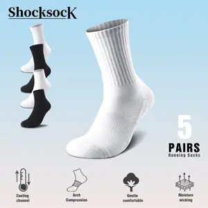 5pairs of Men's And Women's professional Sports Socks-Mid tube socks/High Tube Socks Breathable Sports Socks Cotton socks Arch Support Cushioning Performance Sports Socks Ankle Compression Anti Slip Sweat Absorbing Odor Proof Shock-Absorbing Running Socks