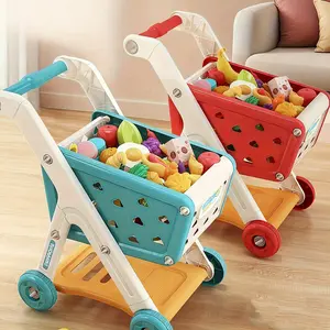 17-Piece Pretend Play Shopping Cart Set, Kitchen Supermarket Cooking Toy, Interactive Party Simulation, Birthday & Holiday Gift Idea, Toddler Play Kitchen