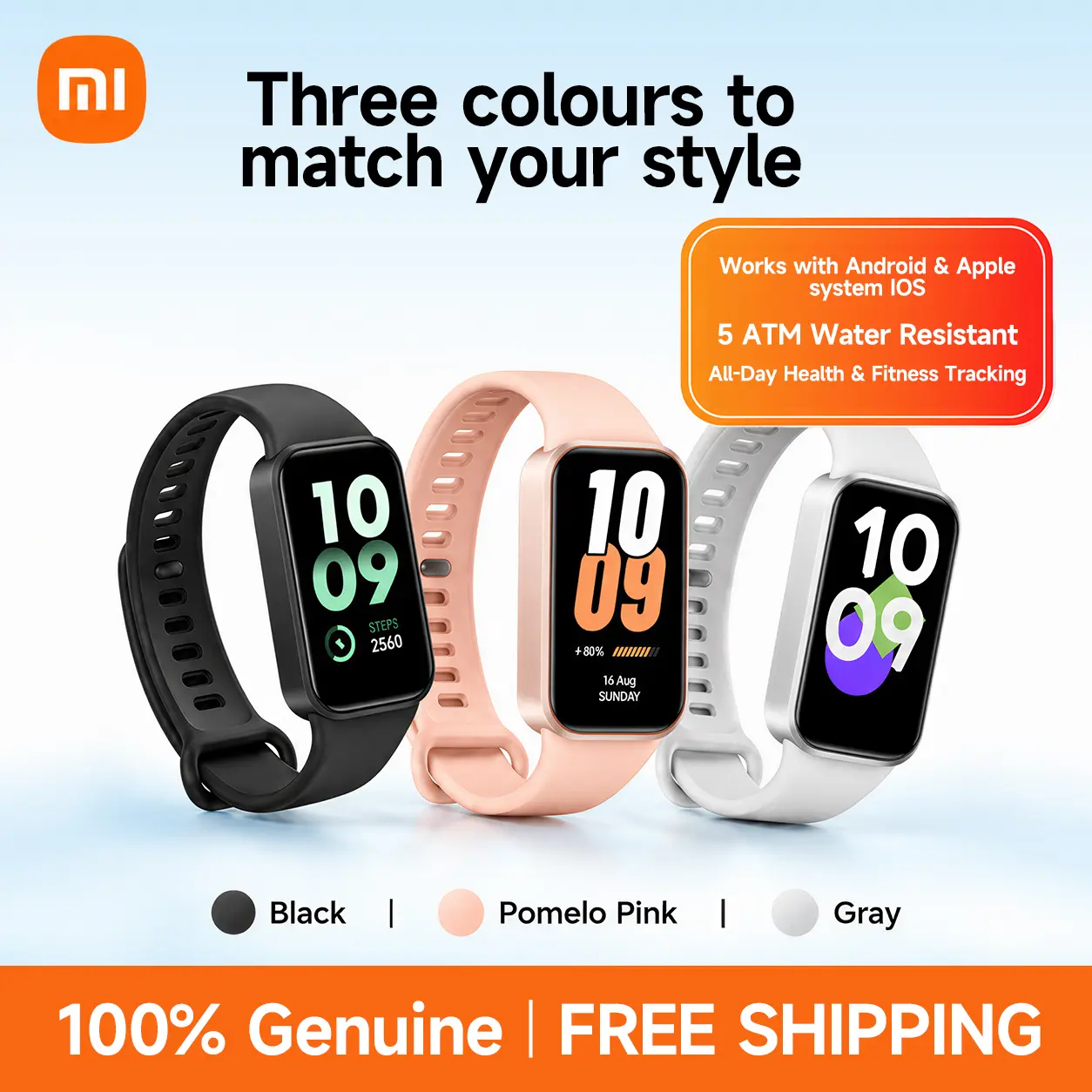 Xiaomi Smart Band Active Global Version 1.47" Display 18-Day Battery Life Modes All-Day Health and Fitness Monitoring 5ATM (11 Active)