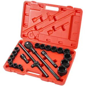 VEVOR Impact Socket Set 3/4 Inches 21 Piece Standard Impact Sockets,  Socket Assortment 3/4 Inches Drive Socket Set Impact Standard SAE Sizes 3/4 Inches to 2 Inches Includes Adapters and Ratchet Handle