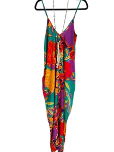 Tropical print, strapping cocoon dress