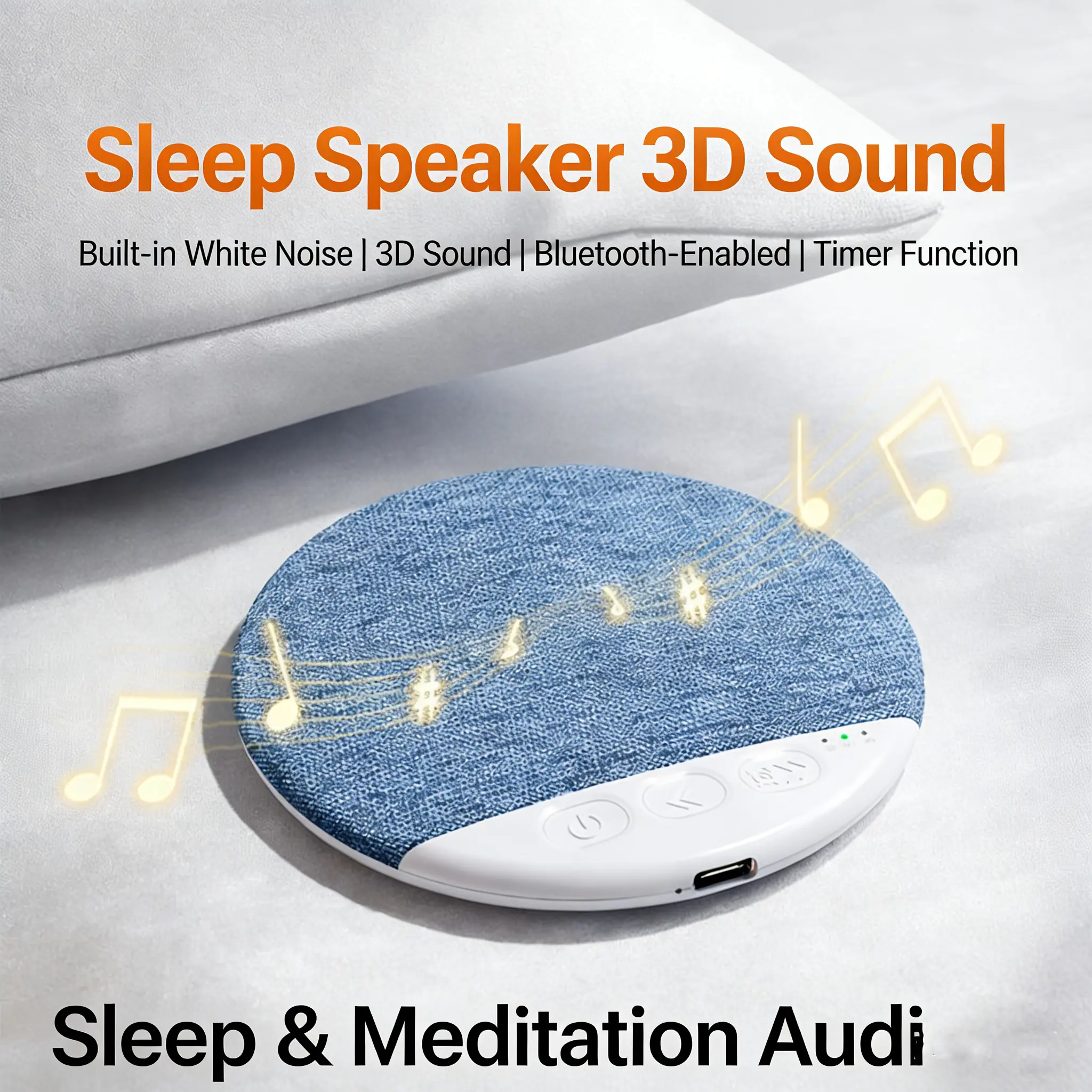 Under Pillow Bluetooth Sleep Speaker - Ultra-Thin Wireless Compact Bed Speaker with Built-in White Noise, Lithium Ion Batteries, Pillow-Ready Audio for Private Night Listening & Deep Sleep Promotion