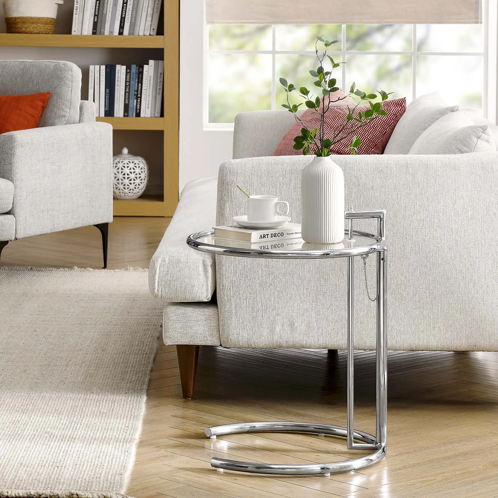 Modway Eileen Gray Chrome Stainless Steel End Table in Silver