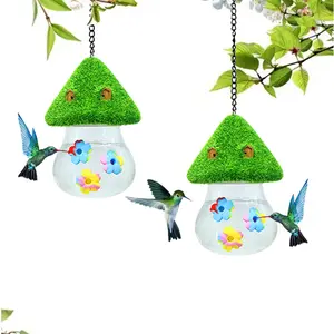 Hummingbird Feeder for Outdoors, Cute Flocked Mushroom Shape, Leak-Proof Bird Water Feeder, Patio Garden Outdoor Decor, Humming Bird Feeders