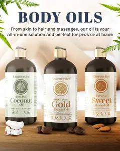 Essencetics Organic Massage Oils – 100% Pure & Natural | Jojoba, Coconut, Sweet Almond | 16 oz