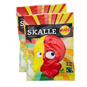 Bubs Sour Skulls - 2 Pack 90g bags - Swedish Candy, Sour Candy, Vegan Gummy Snack Sweet candy  jar