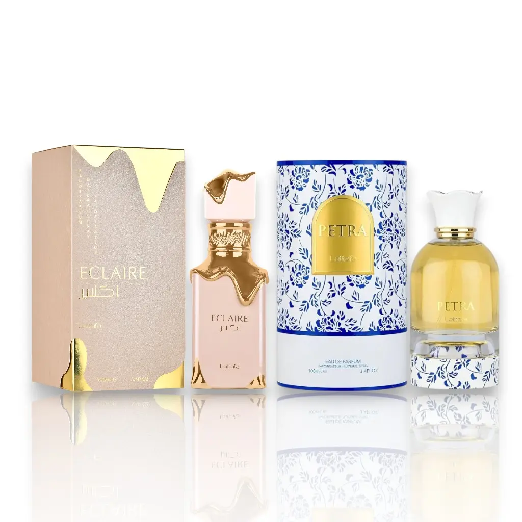 Oudlash Bundle | Lattafa Petra + Eclaire Multi-Pack Eau De Parfum for Females, 100 ML-3.4 oz Women's Elegant Floral Oriental Fragrances with Sweet Coconut & Vanilla Base Notes